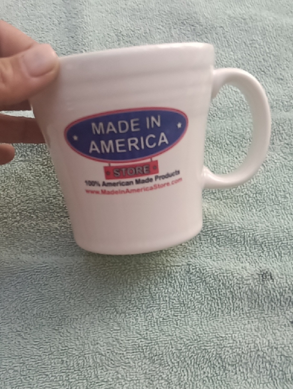 Made in America White Ceramic Coffee Mug -